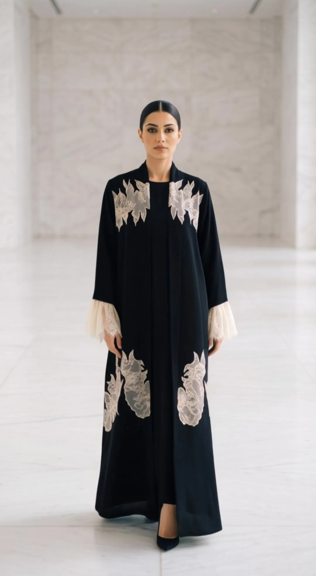 The Lumière abaya worn on the runway